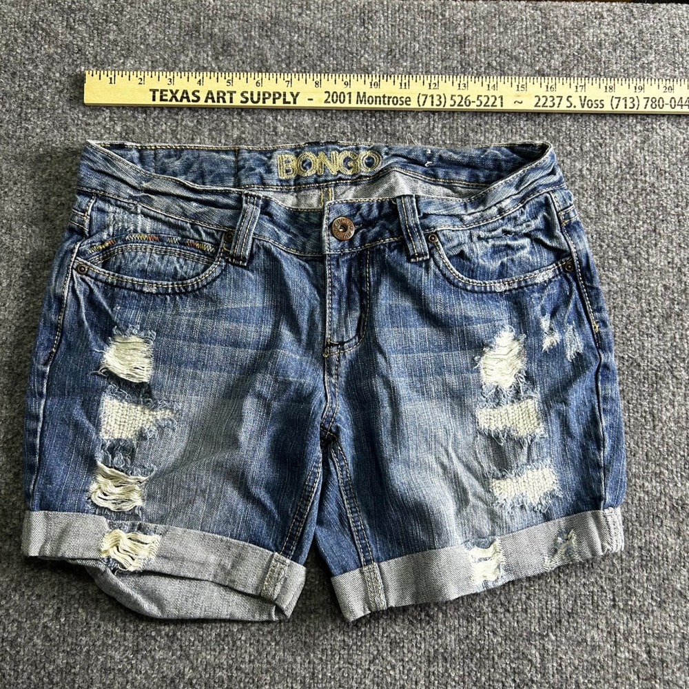 Bongo Denim Shorts Womens Size 9 Blue Distressed Cuffed Cotton Casual Jean